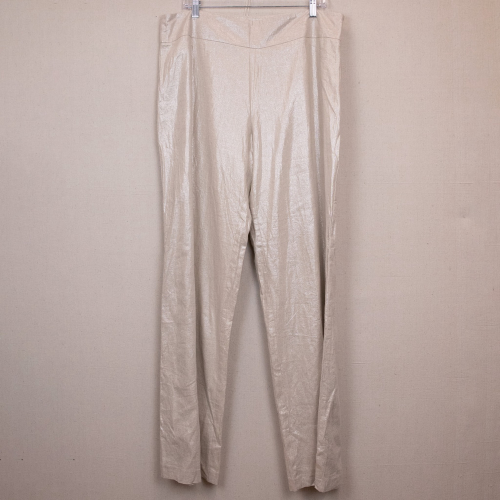 Long Tall Sally beige shimmer linen blend trouser pants NWT-14